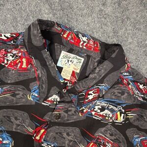 Big Dogs Mens 5X Race Car Graphic Print Rayon Button Up Shirt Black S/S 0573